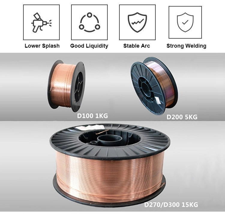 Mild Steel Copper Coated 0.8mm 1.0mm 1.2mm 1.6mm Sg2 Er70s-6 CO2 MIG Welding Wire