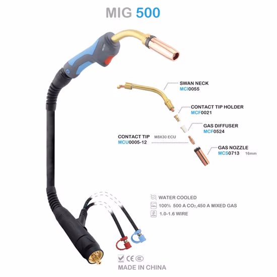 Antorcha de soldadura TIG MIG refrigerada por agua MB501d estándar internacional